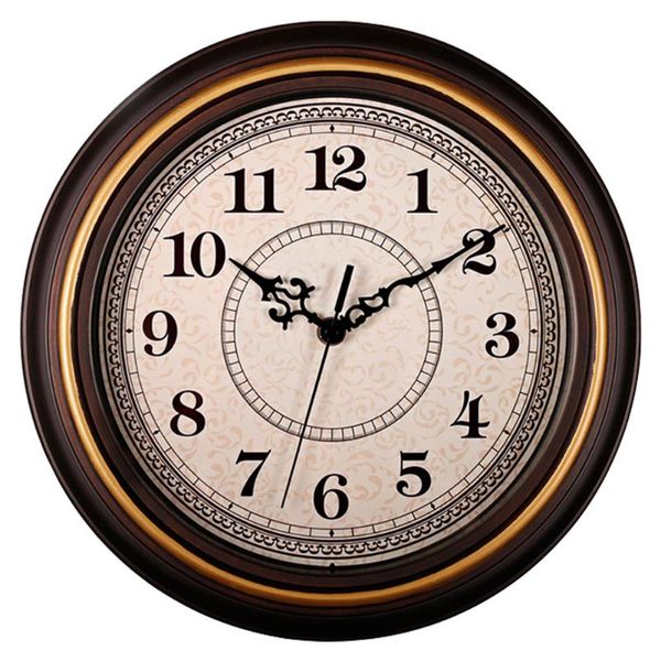 

12 inch round shape pvc home decor wall clock battery operated retro style analog quartz bedroom arabic numerals non ticking