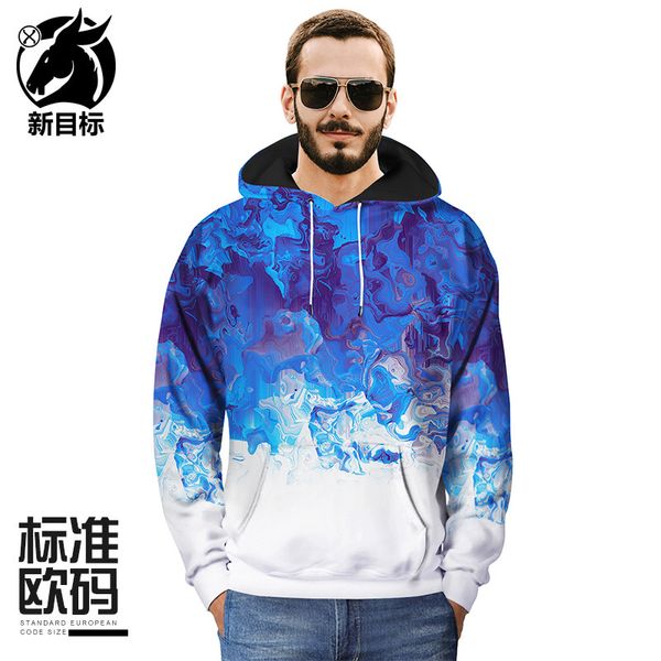 

loose-fit couples large size hoodie new style abstract oil painting printed hooded foreign trade 2019 autumn and winter lar, Black