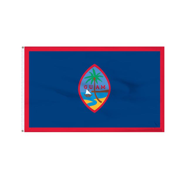 Bandiera dello stato americano Guam da 3x5 piedi di alta qualità con 2 occhielli in ottone per appendere bandiere pubblicitarie e bandiere personalizzate
