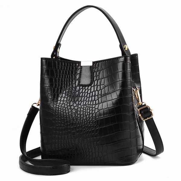 

high capacity shoulder messenger bags retro alligator bucket bags women crocodile pattern handbag casual crocodile pu purse 20#3