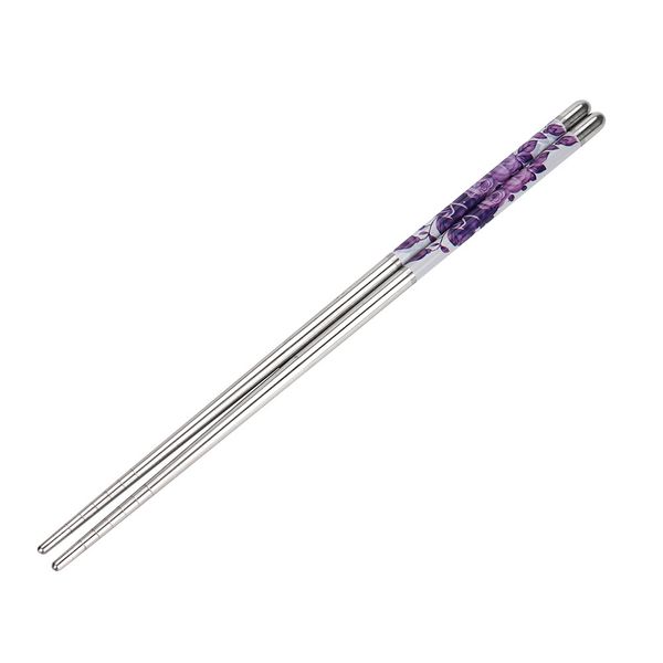 

stainless steel tableware colorful length 23cm reusable chopsticks dishware silver iron antiskid household metal chinese 18oct
