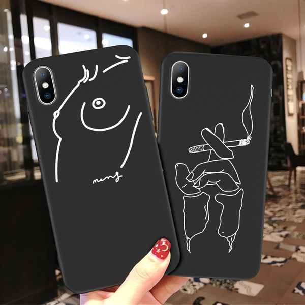 

fashion personality phone case for iphone 11 pro max abstract art lover face soft tpu back cover for iphone xr xs 7 8 plus