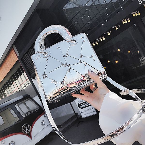 

british fashion female bag summer fashion new handbag tote bag pu leather women bags mirror handle shoulder bag