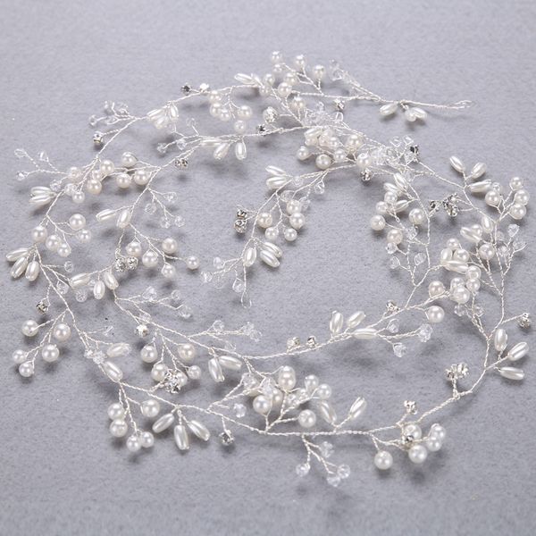 

selling 1m pearl beads bride handmade headband pearl hair ribbon hair ornaments wedding hair accessories, Golden;white