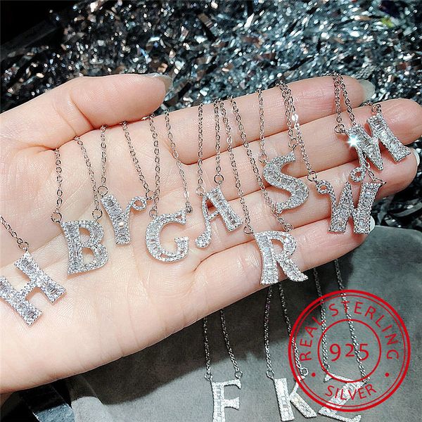 

fashion 26 letters pendants 5a cz 925 sterling silver wedding pendant with necklaces for women wedding party jewelry