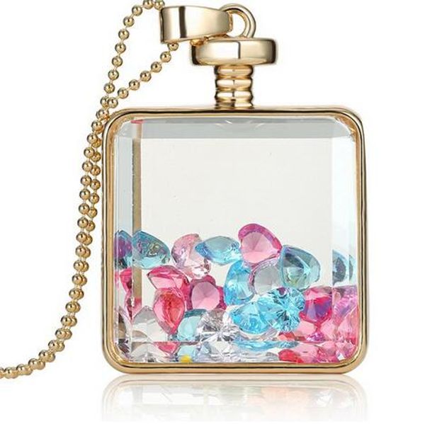 

2019 мода стекла памяти медальон кулон ожерелья модные хрустальные подвески внутри бутылки ожерелье ювелирные изделия женщины подарок беспла, Silver