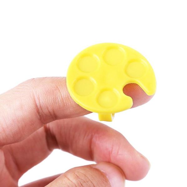 

manicure beauty polish palette nail art dish plastic finger ring tray plate design for nails accessoires brushes for manicure, Yellow