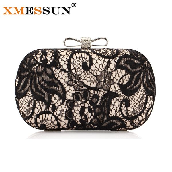 

2016 new good hollow lace clutch bag new lace satin evening bags high-grade silk bow party bag exquisite day clutches s46