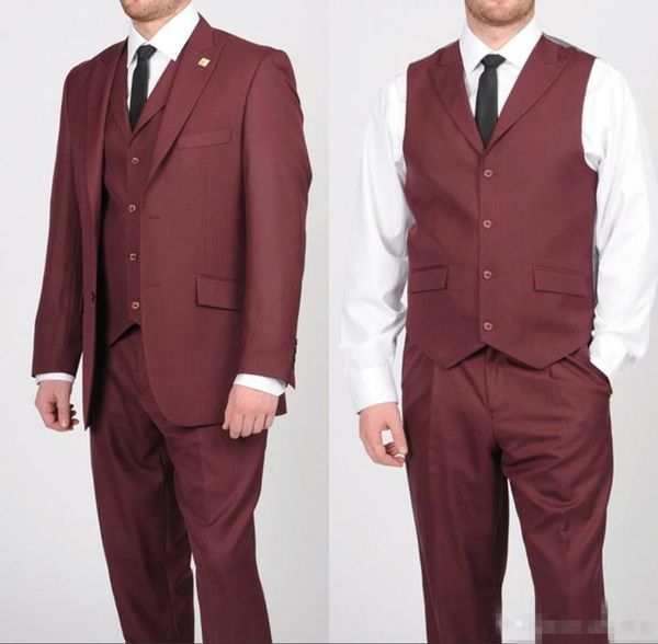 

latest coat pant design mens custom made suits 3 piece with waistcoat two button burgundy tuxedos personalized groom suits, White;black