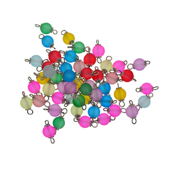 

50pcs charms frosted glass beads pendant for dangle earring bracelet jewelry making