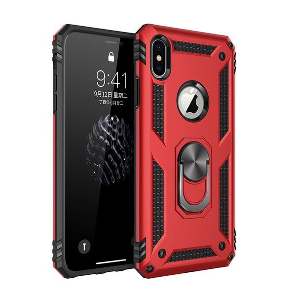 

2019 new arrivals military grade for iphone xr armor case defender kickstand phone case car mount finger ring for iphone x case