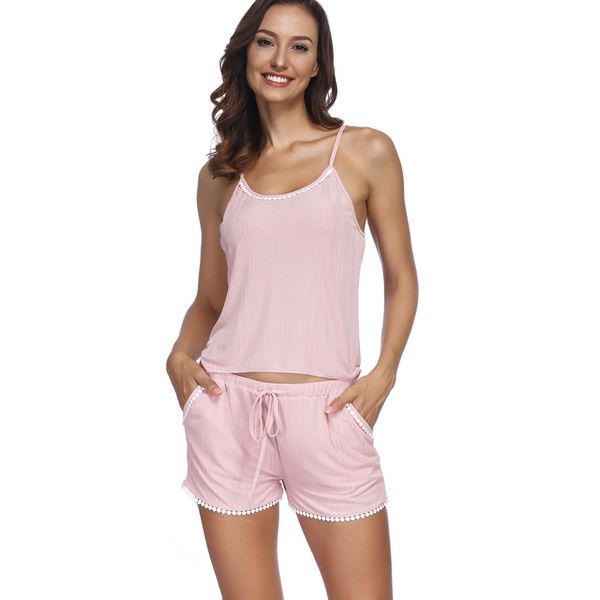 

klv 2019 women's pajamas camisole nightwear cami sleepwear set d4, Blue;gray