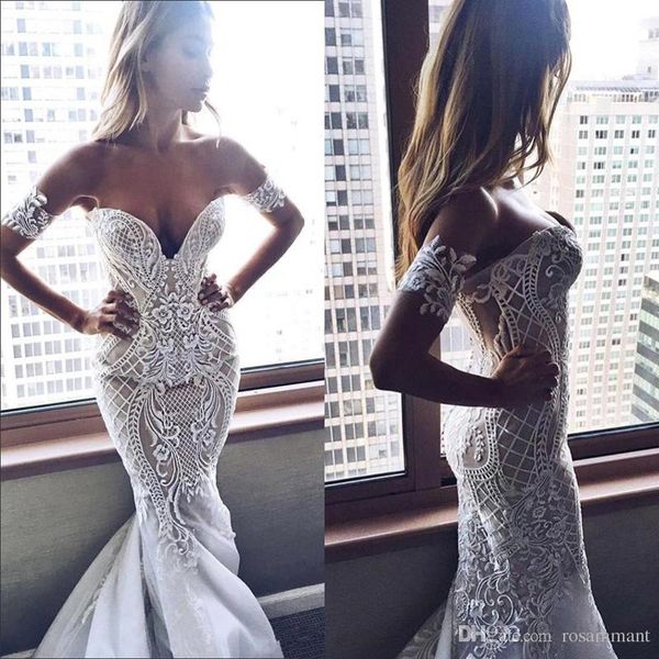 

new arrival lace mermaid wedding dresses sweetheart appliques long custom made wedding dress with buttons back, White