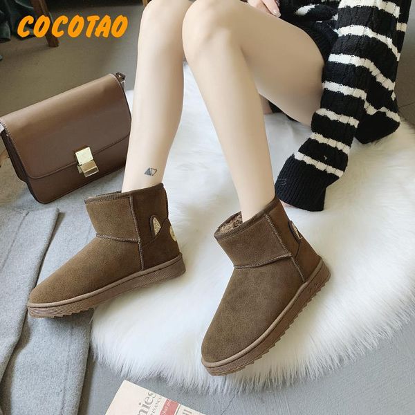 

snow boots female 2019 new fashion short tube wild one pedal flat cotton shoes plus velvet thick autumn and winter shoes, Black