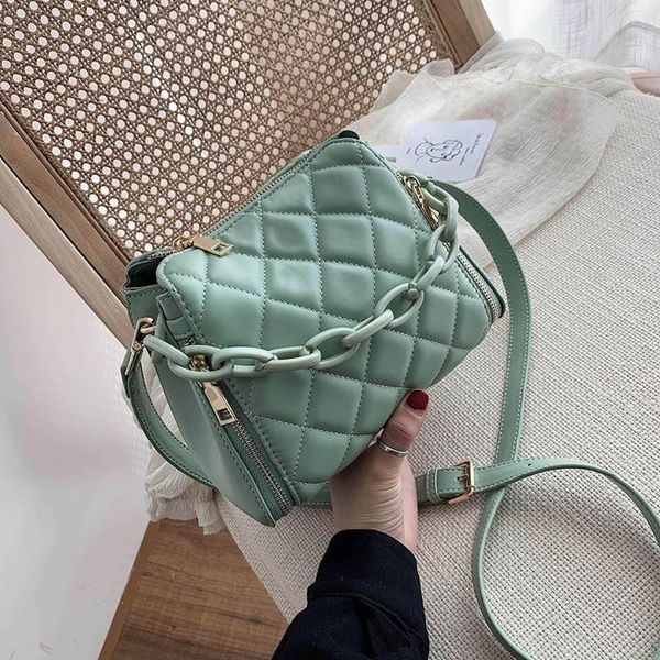 

chain female shoulder crossbody bag solid color pu leather bucket bags for women new fashion small ladies' handbags and purse