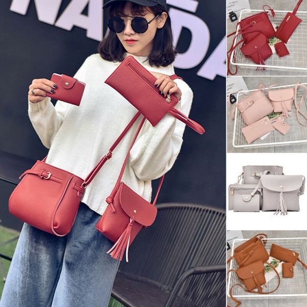 

4шт дорожных сумок женщины дама кожаных сумок tote плеча кошелек сумка сумка сумка