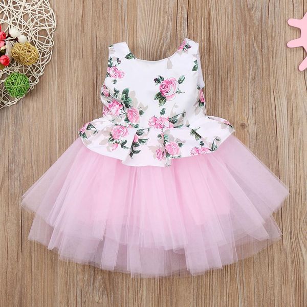 

ruffled sleeveless flower and mesh princess dress for baby girl, Red;yellow