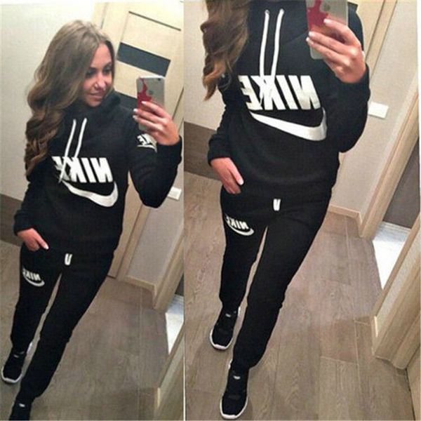 

2019 new women active set tracksuits hoodies sweatshirt +pant running sport track suits 2 pieces jogging sets ing, Gray