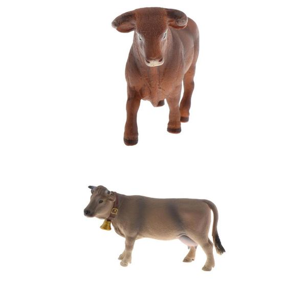 

2pcs mini wildlife cattle animal model figures kids learning ornaments