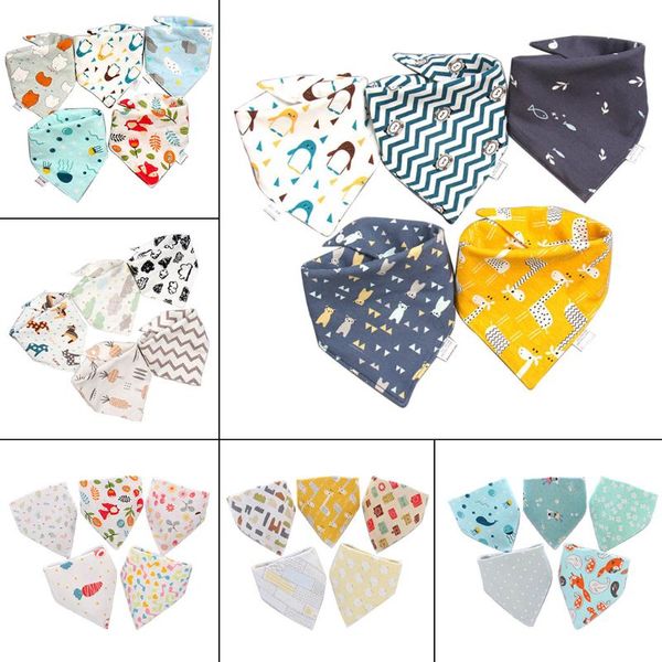 

5 pcs/pack baby cotton feeding bibs print bandana saliva triangle dribble towel dxad