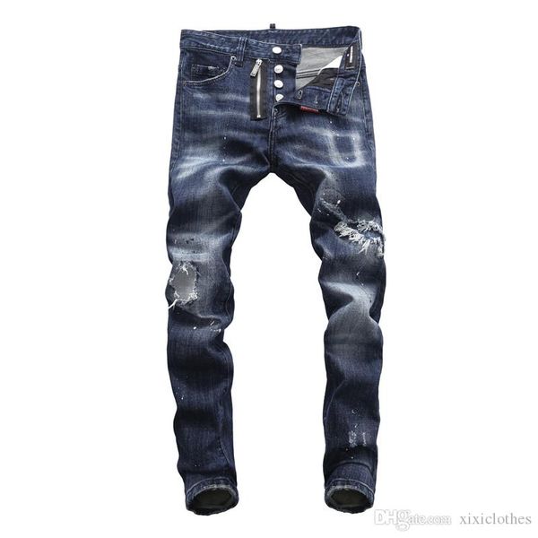 

2020 men's jeans fashion designer mens jeans slim skinny casual pants trousers locomotive motorcycle hip hop mens skinny jeans fear of, Blue