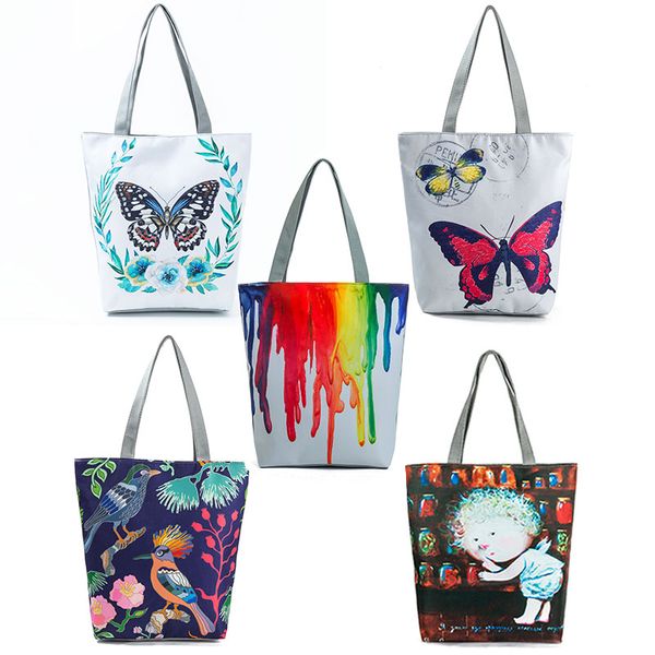 

dropshipping women shoulder bag canvas female tote handbag print shoulder bags customization daily use eco shopping bag