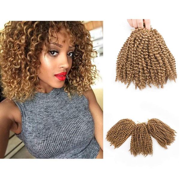 

3pcs/set crochet marlybob synthtic hair braids ombre brown hair high tmeperature fiber crochet hair extension for pretty women, Black