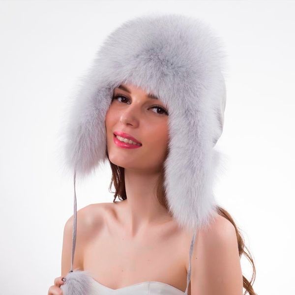 

real fur bomber caps winter genuine real fur bomber hat women 100% natural sheepskin leather cap russia warm, Blue;gray