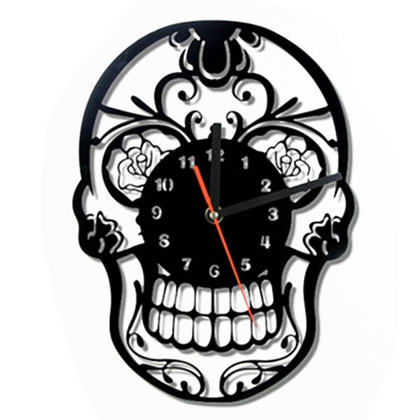 

skull record wall clock, nostalgic record, clock, art wall clock,record clock
