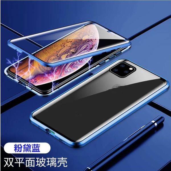 

для iphone xs max x 11 pro magnetic адсорбция metal clear задняя крышка закаленное стекло жесткий задняя крышка тонкий телефон для iphone 8