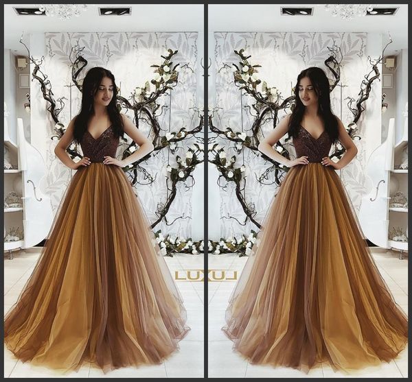 

золото тюль line v образным вырезом сексуальные новые платья выпускного вечера дешевые вечерние платья партии 2019 блестками топ платья кокт, Black