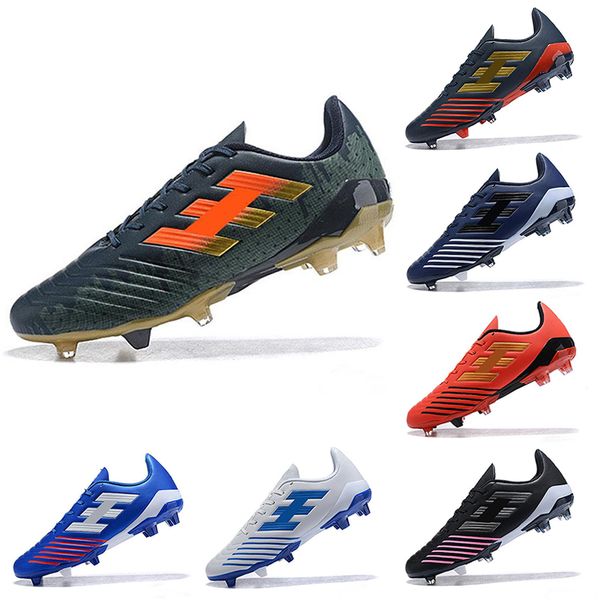 

Red Gold Blue Stripes 2019 Men Women Football Boots Utility Man Boys Predator Soccer Cleats Shoes Futsal chuteiras de futebol Sneakers