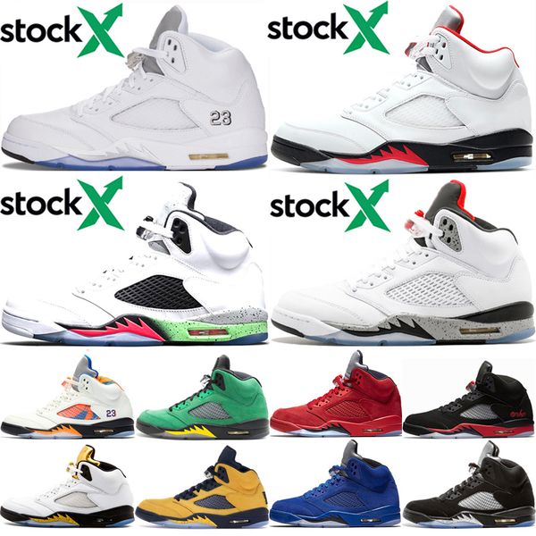 

stock x jumpman 2020 fire red 5 5s men basketball shoes og olympic metallic gold michigan space jam oreo mens sports sneakers 40-47
