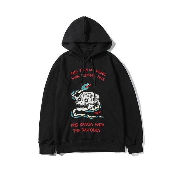 

guccy brand mens hoodie designer men women luxury hooded sweater cotton sweatshirt classic skull embroider leisure pullover, Black