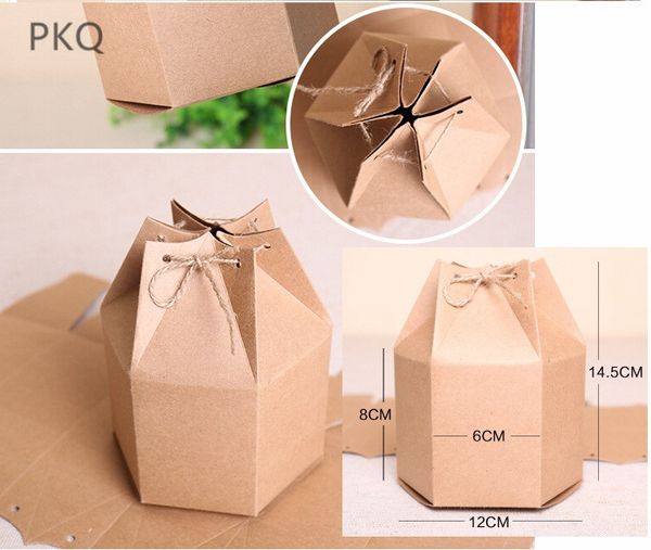 

small kraft packaging gift box vintage kraft gift cardboard box packing with rope