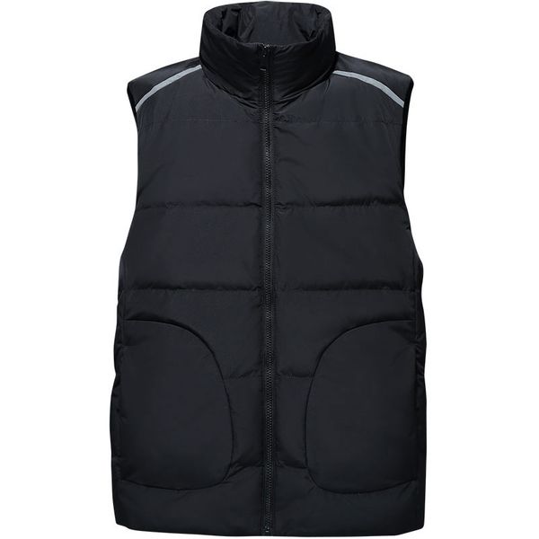 

5xl casual fashion men white duck down vest clothes brand-clothing smart casual autumn winter new stand collar regular waistcoat, Black