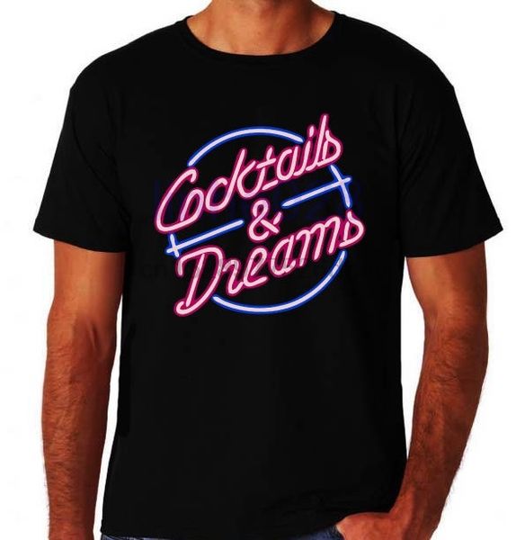 

коктейли и мечты 80-х коктейль фильм костюм бар пить черный футболка печать футболка летний стиль топ тройник, White;black