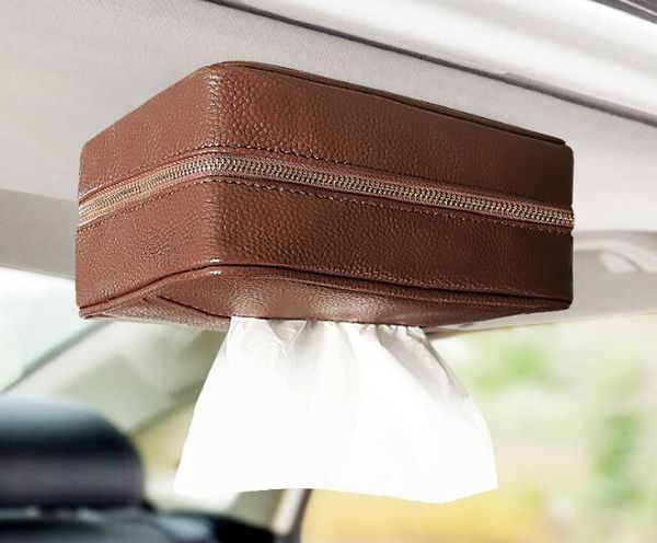 

magnet car napkin holder hanging tissue box auto sunshade storage boxes microfiber leather sun visor tissue paper holders