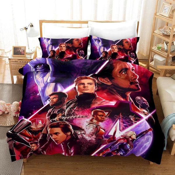 

duvet cover 3d captain of america iron man hero bedding sets king  full twin size 2/3pcs pillowcase