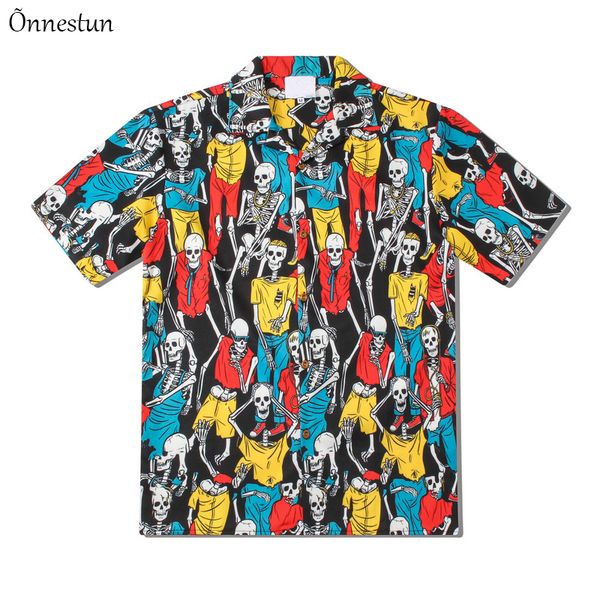 

onnestun new hip hop short sleeve shirt men street hawaii beach women shirts fashion harujuku lovers summer men streetwear, White;black