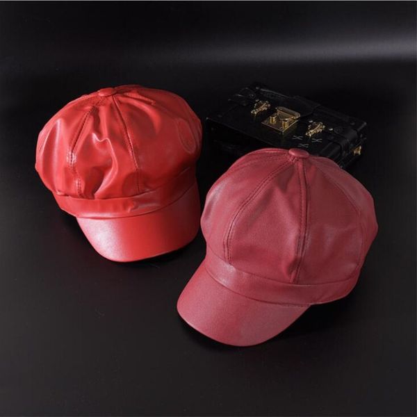 

seioum pu leather берет шляпа для женщин зима плоского cap женского boina feminina мода осень зима берет cap bone gorras painter, Blue;gray