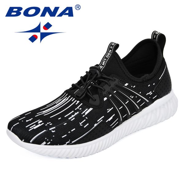 

bona men fashion solid color breathable mesh cross tied gym shoes new zapatillas hombre casual men shoes sneakers ing