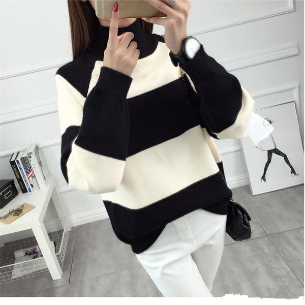 

women's sweaters 2021 women pullover half turtleneck fashion autumn winter warm long sleeve casual sweater knitted, White;black
