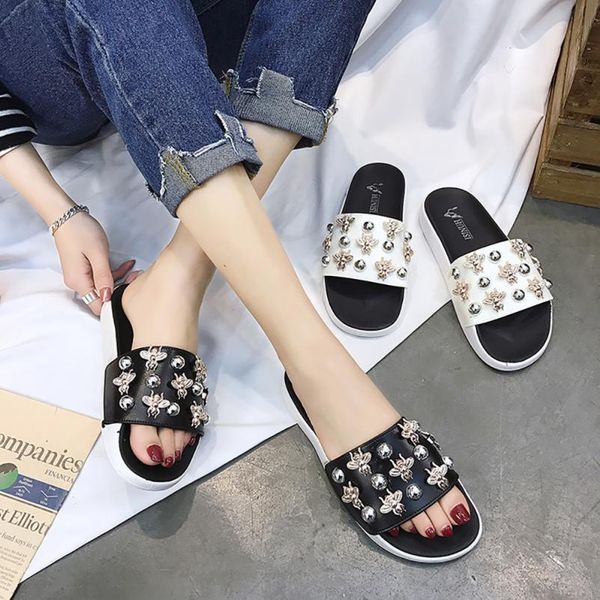 

women's sandals leather fashion summer imitation dragonfly open toe shoes bohemia anti skidding footwear flats slippers female, Black