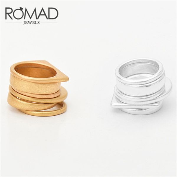 

romad new fashion 6 pcs/set finger ring female vintage gold color minimalist plain knuckle ring for women jewelry gift bijoux r4, Silver