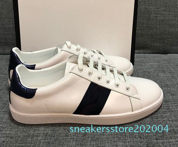 

luxury designer mens women sneaker casual shoes low leather sneakers ace tiger snake stripes shoe walking s04, Black