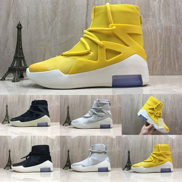 

with box air fear of god 1 boots fashion designer shoes fog outdoor boots black grey white zoom sneakers size 5-12 ment