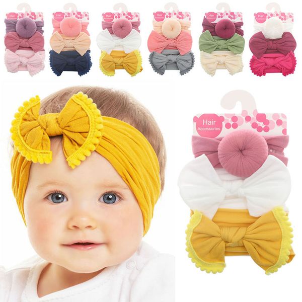 

3 pcs baby girl bowknot elastic headbands holiday party hair band headwear accessories fashion new, Slivery;white