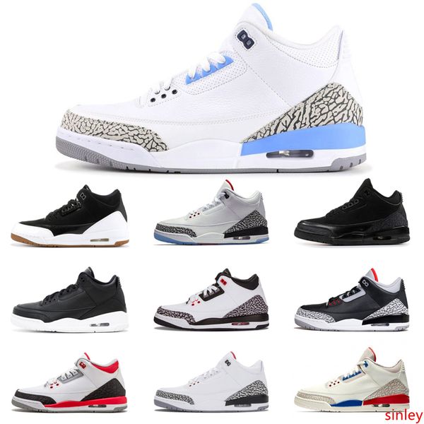 

3 3s men basketball shoes pure white black cat cement unc true sport blue charity game fire red mens trainers sports sneakers 7-13