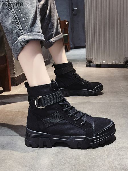 

2019 new women's boots thick-soled net red booties, Black